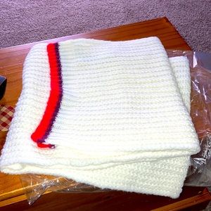 Old Navy cream scarf with red/burgundy